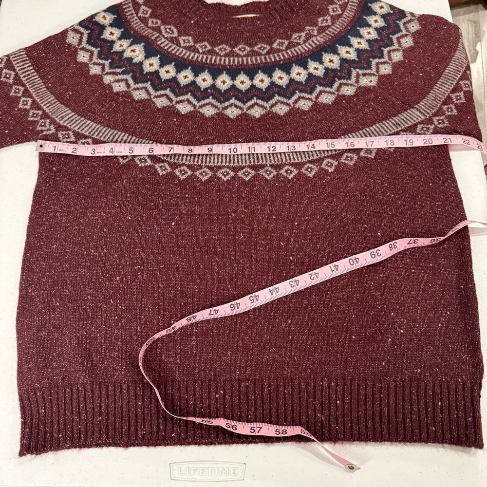 Original Weatherproof Vintage Fair Isle Sweater Burgundy/Grey Women’s Size Large - Picture 4 of 8